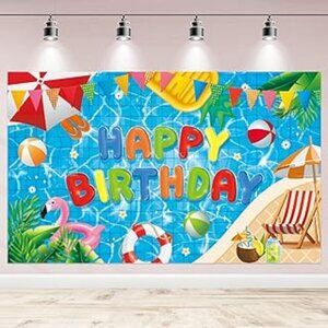 Pool Party Birthday Backdrop